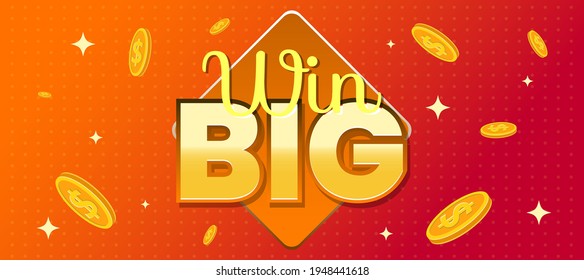 Win Big Jackpot Online Games Web Banner Template Design Vector