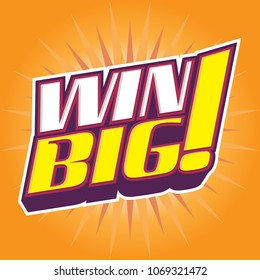 Win Big Vector 3D Headline, Orange Gambling Win Letters. Big Win, Headline Logo