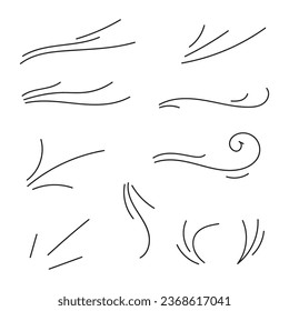 win blow blown symbol or icon hand drawn doodle set vector illustration 