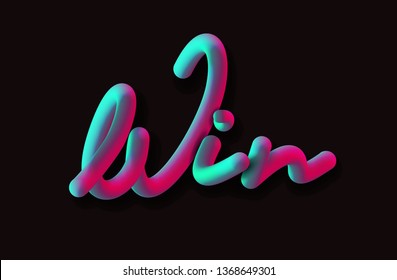 Win Calligraphic 3d Pipe Style Text Vector illustration Design.
