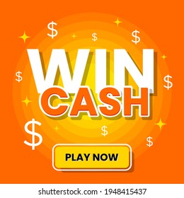 Win Cash Games Web Banner Template Design Vector