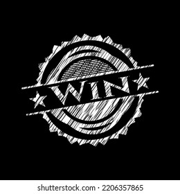 Win chalkboard emblem. Vector Illustration. Detailed. 