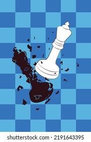 Win in chess game. King beat another king. Can be kile banner or cover. Flat Vector Cartoon Illustration