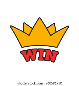 Win color icon. Crown. Jackpot. Isolated vector illustration