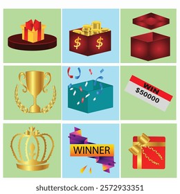 Win  contests prizes  gift set Vector illustration  design