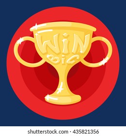 Win Cup Symbol Icon Concept Stylish Background Cartoon Design Vector Illustration