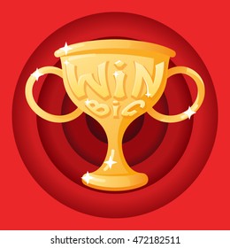 Win Cup Symbol Icon Stylish Background Cartoon Design Vector Illustration