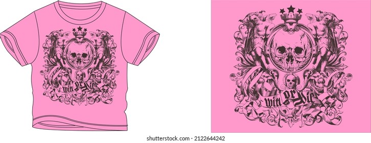 el color de fondo del diseño de camisetas de ganar o morir es rosa y el color de la camiseta es rosa hermoso y hermoso diseño