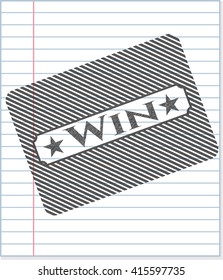 Win emblem draw with pencil effect