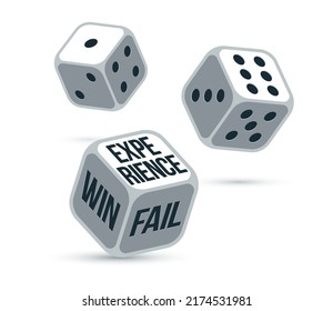 Gewinnen oder versagen oder erleben Sie Würfel rollen Vektorgrafik, erhalten neue Erfahrung im Leben Konzept.