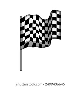 win finish flag cartoon. auto location, pin checker, grunge road win finish flag sign. isolated symbol vector illustration