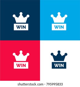 Win four color material and minimal icon logo set in red and blue