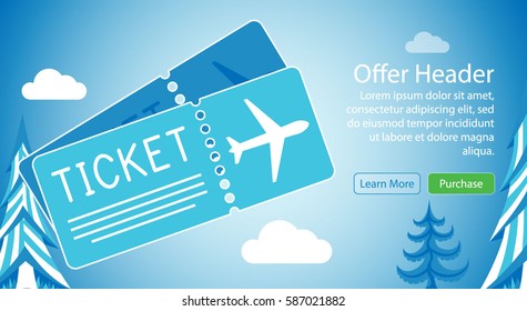 Win Free Airplane Tickets E-mail Newsletter Subscription Special Offer design Mock up Template Layout Vector Illustration