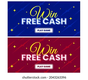Win Free Cash Online Games Web Banner Design Vector