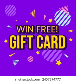 Win free gift card contest game banner template design vector