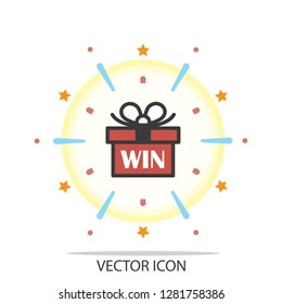 win gift box icon vector