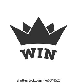 Win glyph icon. Crown. Jackpot. Silhouette symbol. Negative space. Vector isolated illustration