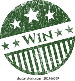 Win green rubber stamp