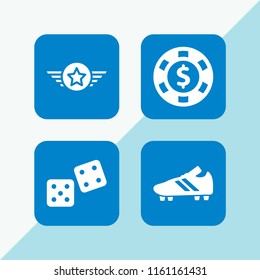 win icon. 4 win set with soccer, dices, rank and casino chip vector icons for web and mobile app