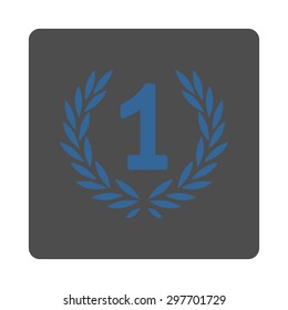 Win icon from Award Buttons OverColor Set. Icon style is cobalt and gray colors, flat rounded square button, white background.