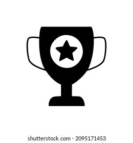 Win Icon in black flat glyph, filled style isolated on white background