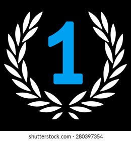 Win icon from Competition & Success Bicolor Icon Set on a black background. This isolated flat symbol uses light blue and white colors.