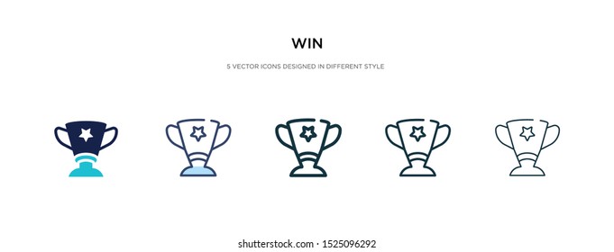 win icon in different style vector illustration. two colored and black win vector icons designed in filled, outline, line and stroke style can be used for web, mobile, ui