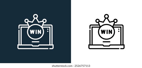win icon isolated on white and black colors. win outline linear vector icon from online game collection for mobile apps, web and ui.