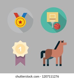win icon set. vector set about award, basketball, horse and medal icons set.
