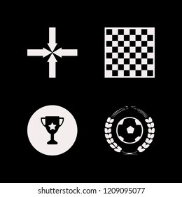 win icon. win vector icons set football game, trophy cup, chess board and arrows center