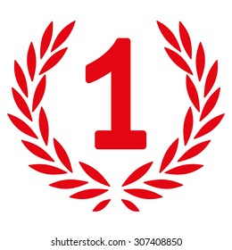 Win icon. Vector style is flat symbols, red color, rounded angles, white background.