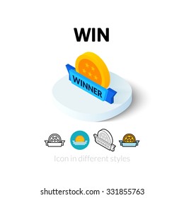 Win icon, vector symbol in flat, outline and isometric style