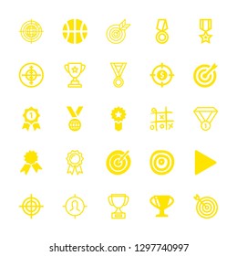 win icons set with dart board, sport and aim vector set