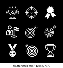 win icons set with goal, target and aim vector set
