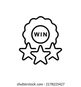 Win Jackpot Lucky Black Line Icon. Roulette Victory Game Prize Gamble Competition. Win Gambling Sign. Winner Casino Outline Pictogram. Poker Award Flat Symbol. Isolated Vector Illustration.