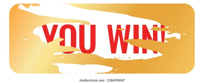 Win label scratch effect. Golden square card isolated on white background