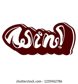 Win. Lettering design. Handwritten typography. Vector