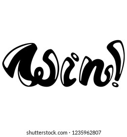 Win. Lettering design. Handwritten typography. Vector