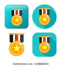 Win Medal Icon - Golden Winner Prize - Success Symbol - First Place Winner