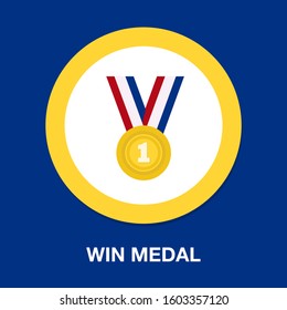 Win Medal Icon - Golden Winner Prize - Success Symbol - First Place Winner