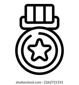 Win medal icon outline vector. Trophy cup. Award winner