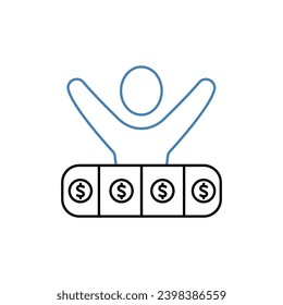 win money concept line icon. Simple element illustration. win money concept outline symbol design.
