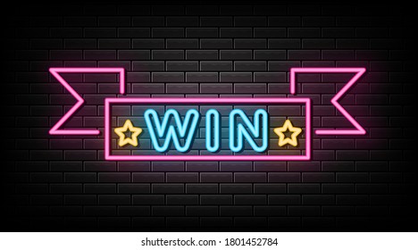 Win neon sign, neon style template
