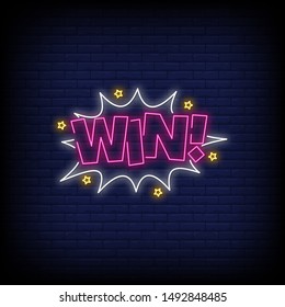 Win neon signs style vector