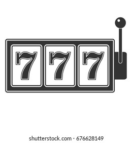 Win on the slot machine, three sevens. Flat design, vector illustration, vector.