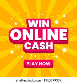 Win Online Cash Play Online Games Web Banner Template Design Vector