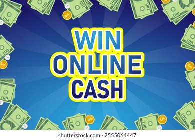 Win Online Cash Play Online Games Web Banner Template Design vector