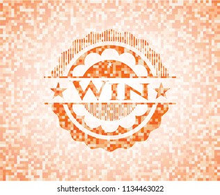 Win orange mosaic emblem