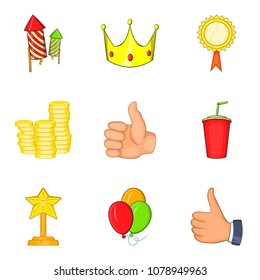 Win payment icons set. Cartoon set of 9 win payment vector icons for web isolated on white background
