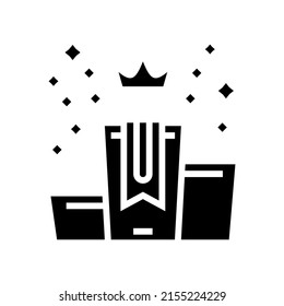 win pedestal glyph icon vector. win pedestal sign. isolated contour symbol black illustration